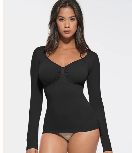 Seamless Diamond-patterned Shapewear Top For Neck