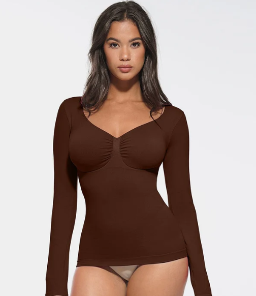 Seamless Diamond-patterned Shapewear Top For Neck