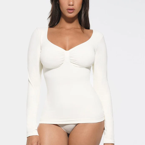 Seamless Diamond-patterned Shapewear Top For Neck